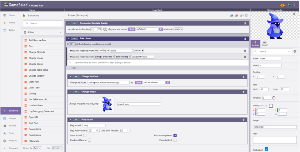 screenshot of GameSalad Pro